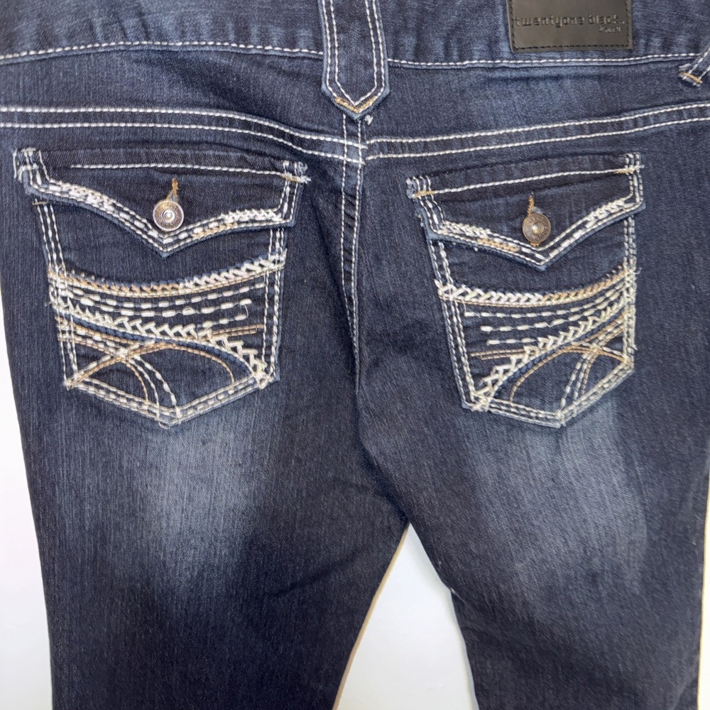 'TwentyOne‎ Black' Bootcut/Flair Rhinestone Denim Jeans Sz 5/6R LOW RISE